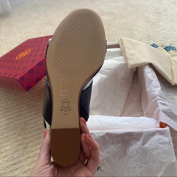 NWT Tory Burch Miller metal logo wedge sandal - Picture 10 of 13